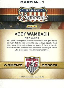 2012 Panini Americana Heroes & Legends - US Women's Soccer Team #1 Abby Wambach Back