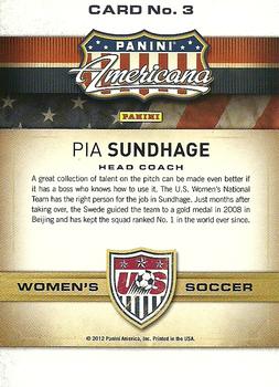 2012 Panini Americana Heroes & Legends - US Women's Soccer Team #3 Pia Sundhage Back
