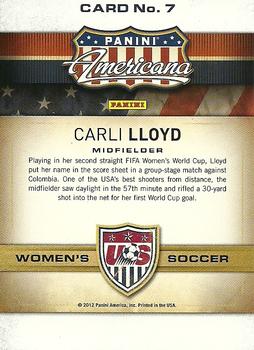 2012 Panini Americana Heroes & Legends - US Women's Soccer Team #7 Carli Lloyd Back