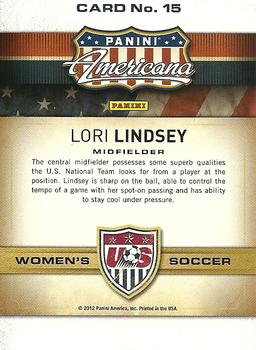 2012 Panini Americana Heroes & Legends - US Women's Soccer Team #15 Lori Lindsey Back
