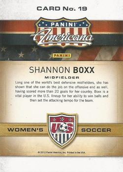 2012 Panini Americana Heroes & Legends - US Women's Soccer Team #19 Shannon Boxx Back