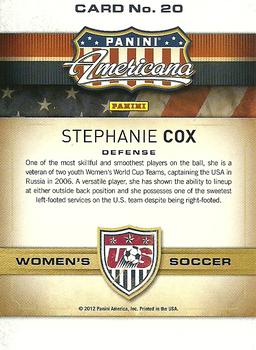 2012 Panini Americana Heroes & Legends - US Women's Soccer Team #20 Stephanie Cox Back