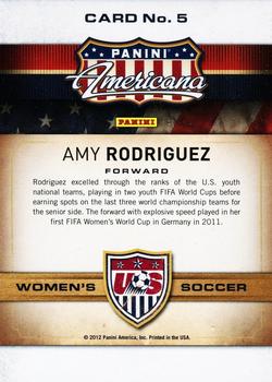 2012 Panini Americana Heroes & Legends - US Women's Soccer Team #5 Amy Rodriguez Back