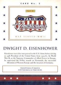 2012 Panini Americana Heroes & Legends - US Military Elite #2 Dwight D. Eisenhower Back