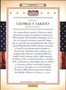 2012 Panini Americana Heroes & Legends - Medal of Honor #5 George T. Sakato Back