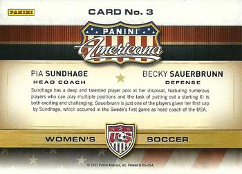 2012 Panini Americana Heroes & Legends - US Women's Soccer Teammates #3 Becky Sauerbrunn / Pia Sundhage Back