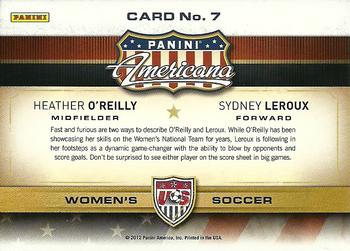 2012 Panini Americana Heroes & Legends - US Women's Soccer Teammates #7 Heather O'Reilly / Sydney Leroux Back