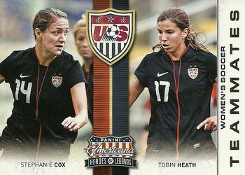 2012 Panini Americana Heroes & Legends - US Women's Soccer Teammates #9 Stephanie Cox / Tobin Heath Front