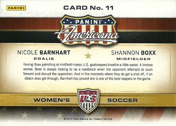 2012 Panini Americana Heroes & Legends - US Women's Soccer Teammates #11 Nicole Barnhart / Shannon Boxx Back