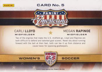 2012 Panini Americana Heroes & Legends - US Women's Soccer Teammates #5 Carli Lloyd / Megan Rapinoe Back