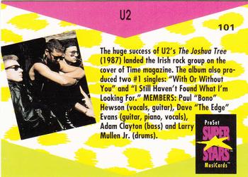 1991 Pro Set SuperStars MusiCards #101 U2 Back