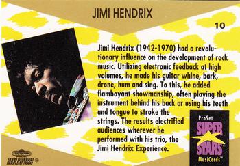 1991 Pro Set SuperStars MusiCards #10 Jimi Hendrix Back