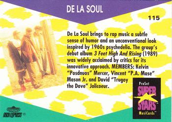 1991 Pro Set SuperStars MusiCards #115 De La Soul Back