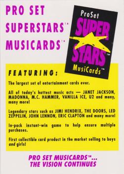 1991 Pro Set SuperStars MusiCards #NNO Diamond Comic Distributors Back