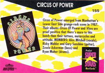 1991 Pro Set SuperStars MusiCards #155 Circus of Power Back