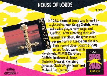 1991 Pro Set SuperStars MusiCards #185 House of Lords Back