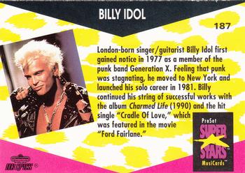 1991 Pro Set SuperStars MusiCards #187 Billy Idol Back