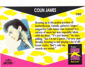 1991 Pro Set SuperStars MusiCards #190 Colin James Back
