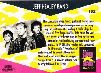 1991 Pro Set SuperStars MusiCards #192 Jeff Healey Band Back