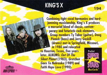 1991 Pro Set SuperStars MusiCards #194 King's X Back