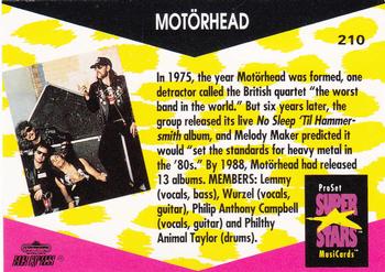 1991 Pro Set SuperStars MusiCards #210 Motorhead Back