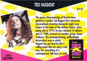 1991 Pro Set SuperStars MusiCards #212 Ted Nugent Back