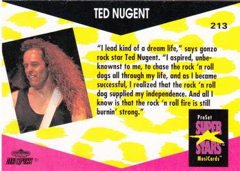 1991 Pro Set SuperStars MusiCards #213 Ted Nugent Back