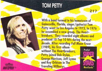 1991 Pro Set SuperStars MusiCards #217 Tom Petty Back