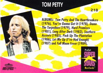 1991 Pro Set SuperStars MusiCards #218 Tom Petty Back