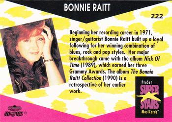 1991 Pro Set SuperStars MusiCards #222 Bonnie Raitt Back