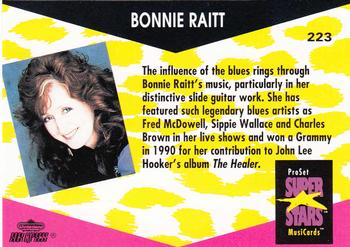 1991 Pro Set SuperStars MusiCards #223 Bonnie Raitt Back