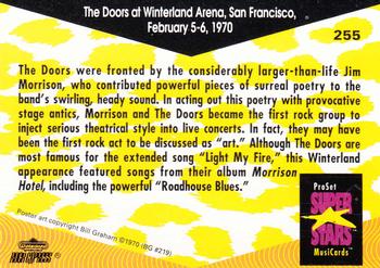 1991 Pro Set SuperStars MusiCards #255 The Doors at Winterland Arena, San Francisco Back