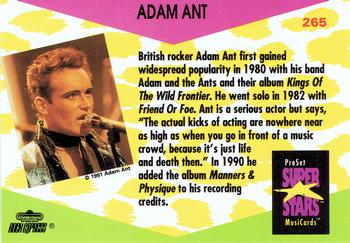 1991 Pro Set SuperStars MusiCards #265 Adam Ant Back