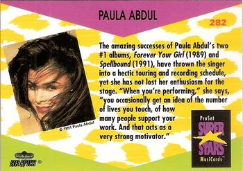 1991 Pro Set SuperStars MusiCards #282 Paula Abdul Back