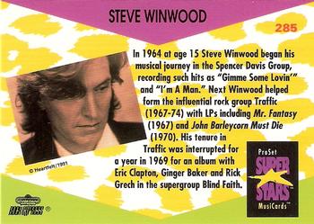 1991 Pro Set SuperStars MusiCards #285 Steve Winwood Back