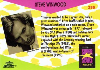1991 Pro Set SuperStars MusiCards #286 Steve Winwood Back