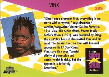 1991 Pro Set SuperStars MusiCards #289 Vinx Back