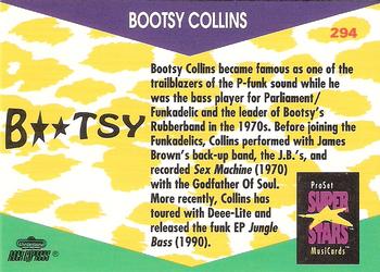 1991 Pro Set SuperStars MusiCards #294 Bootsy Collins Back