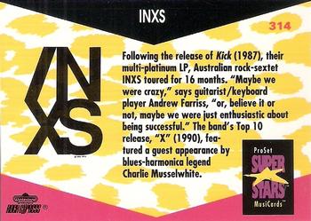1991 Pro Set SuperStars MusiCards #314 INXS Back