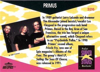 1991 Pro Set SuperStars MusiCards #326 Primus Back