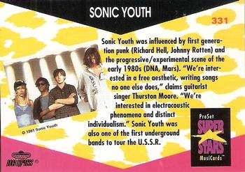 1991 Pro Set SuperStars MusiCards #331 Sonic Youth Back
