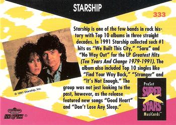 1991 Pro Set SuperStars MusiCards #333 Starship Back