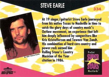 1991 Pro Set SuperStars MusiCards #334 Steve Earle Back