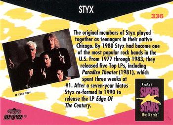 1991 Pro Set SuperStars MusiCards #336 Styx Back