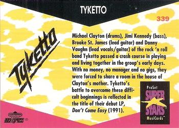 1991 Pro Set SuperStars MusiCards #339 Tyketto Back