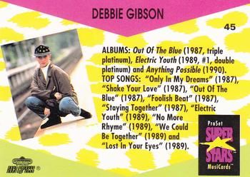1991 Pro Set SuperStars MusiCards #45 Debbie Gibson Back