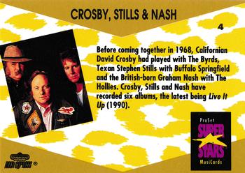 1991 Pro Set SuperStars MusiCards #4 Crosby, Stills & Nash Back