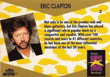 1991 Pro Set SuperStars MusiCards #2 Eric Clapton Back