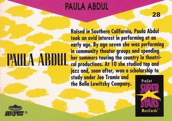 1991 Pro Set SuperStars MusiCards #28 Paula Abdul Back