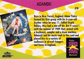 1991 Pro Set SuperStars MusiCards #29 Adamski Back